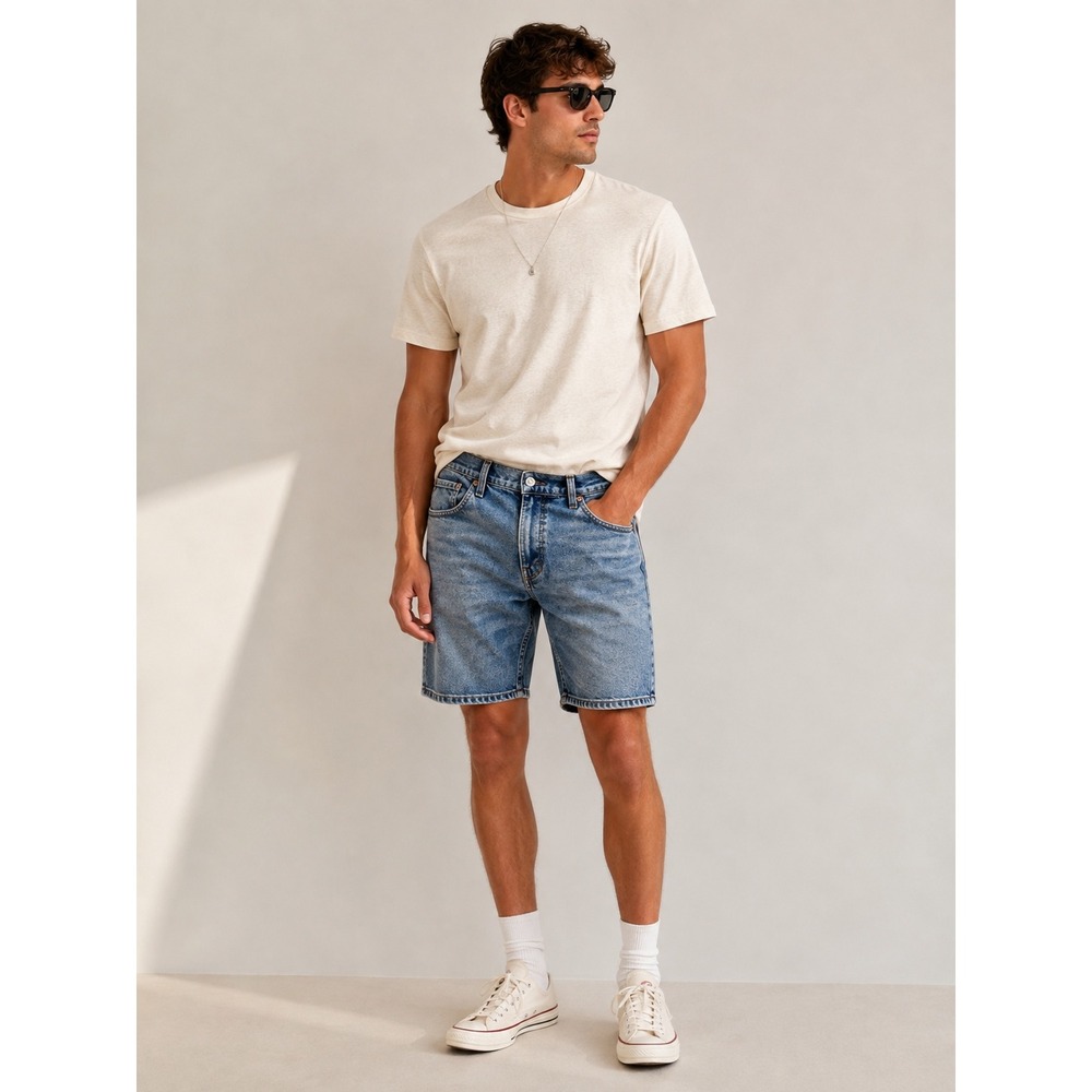 Levis 412 Mens Slim Fit Denim Shorts Medium Wash Blue Jeans Size 34 W34